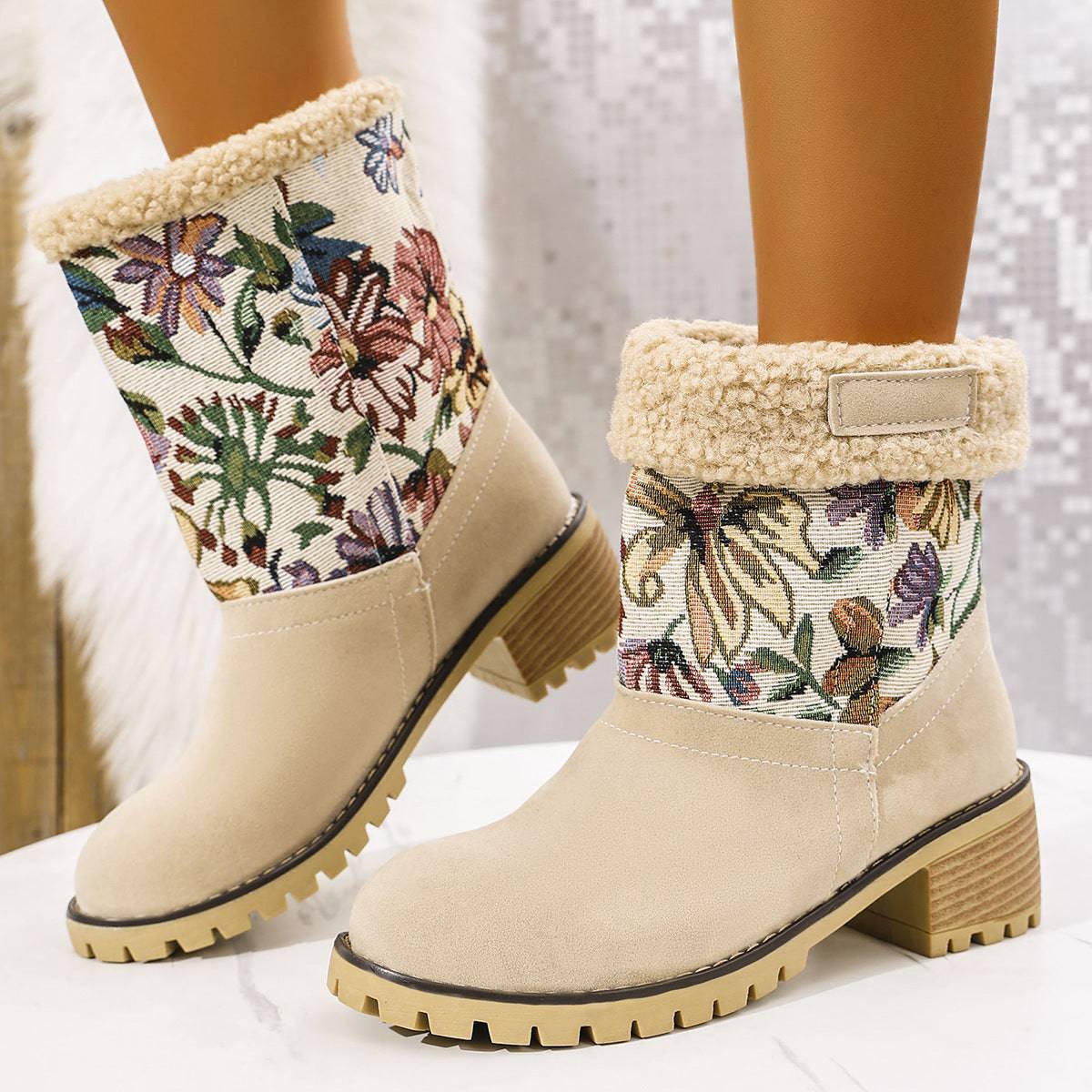 Elara™ | Embroidered Ethnic Mid-Tube Boots - Éala Ardmore