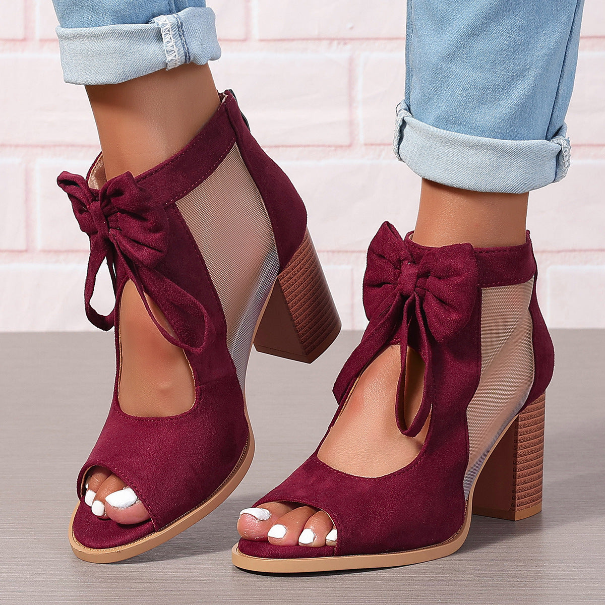 Serena™ | Bow Accent Block Heel Sandals