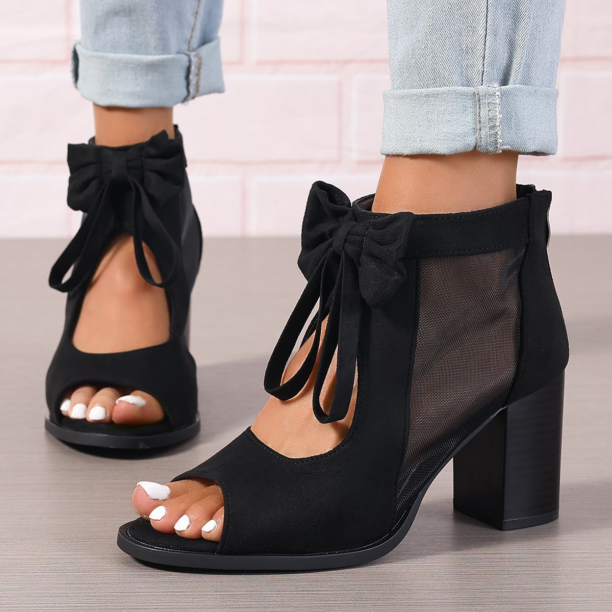 Serena™ | Bow Accent Block Heel Sandals