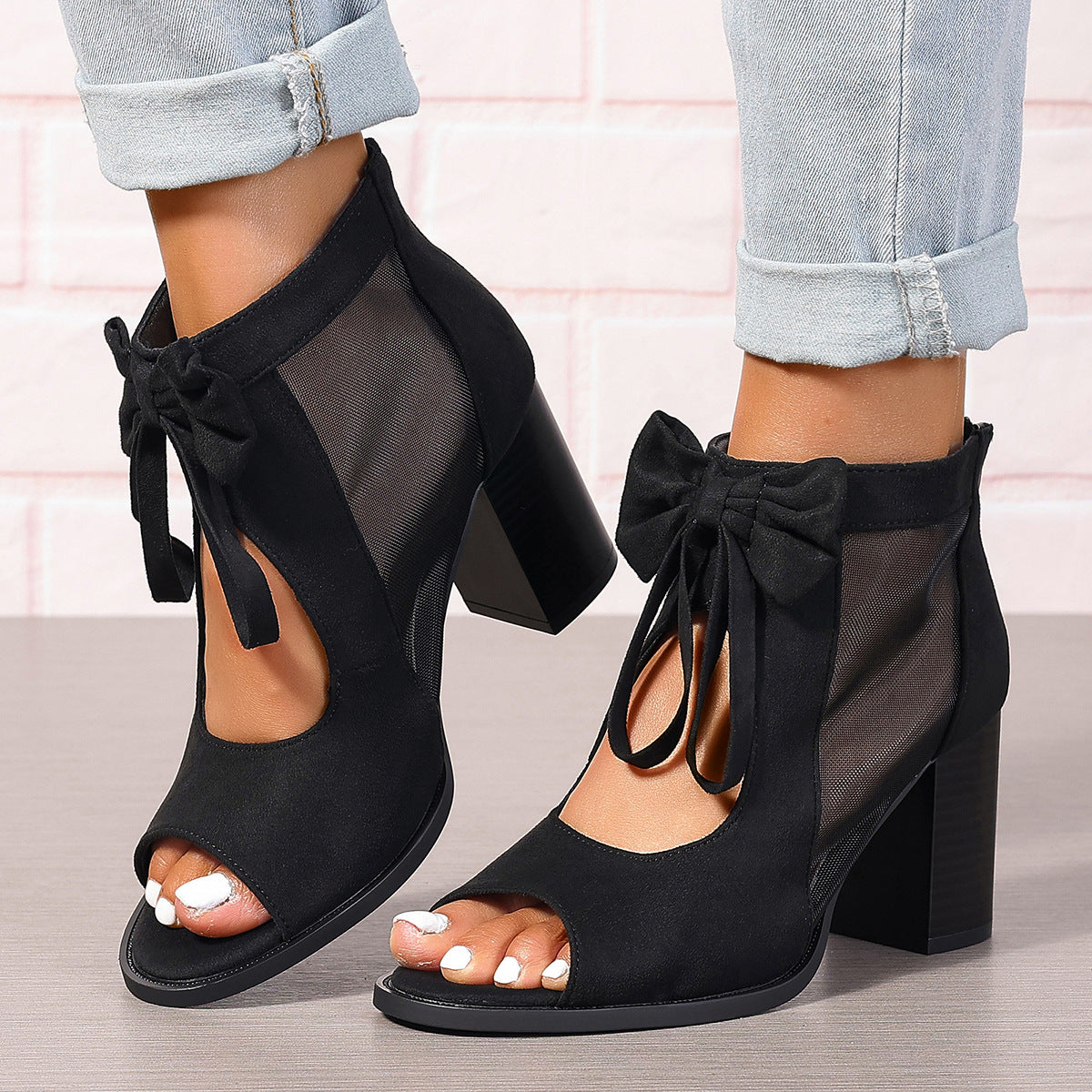 Serena™ | Bow Accent Block Heel Sandals