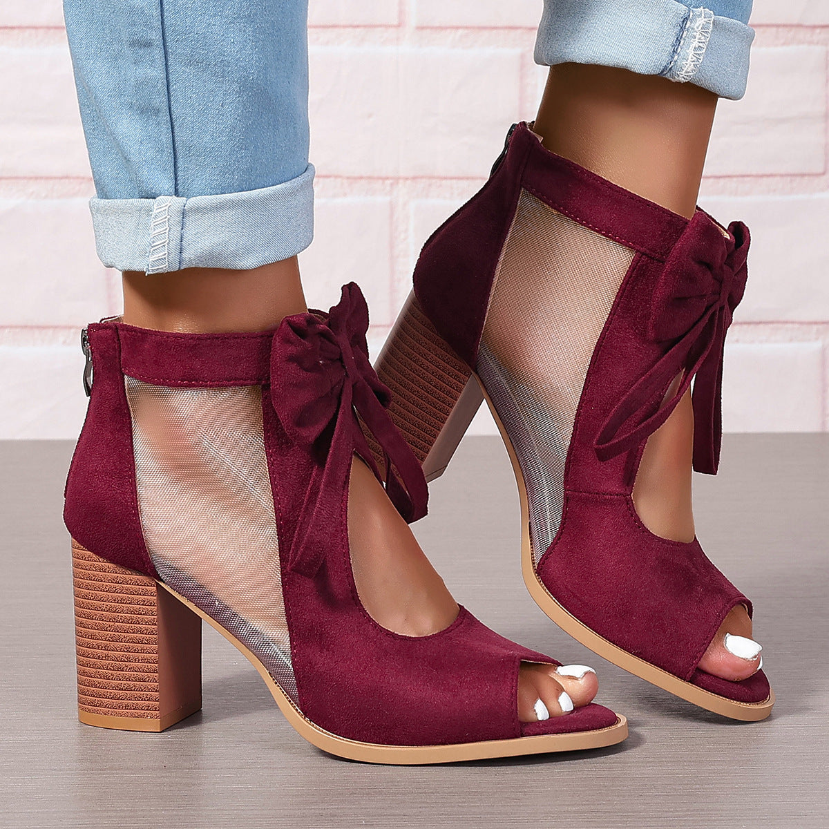 Serena™ | Bow Accent Block Heel Sandals