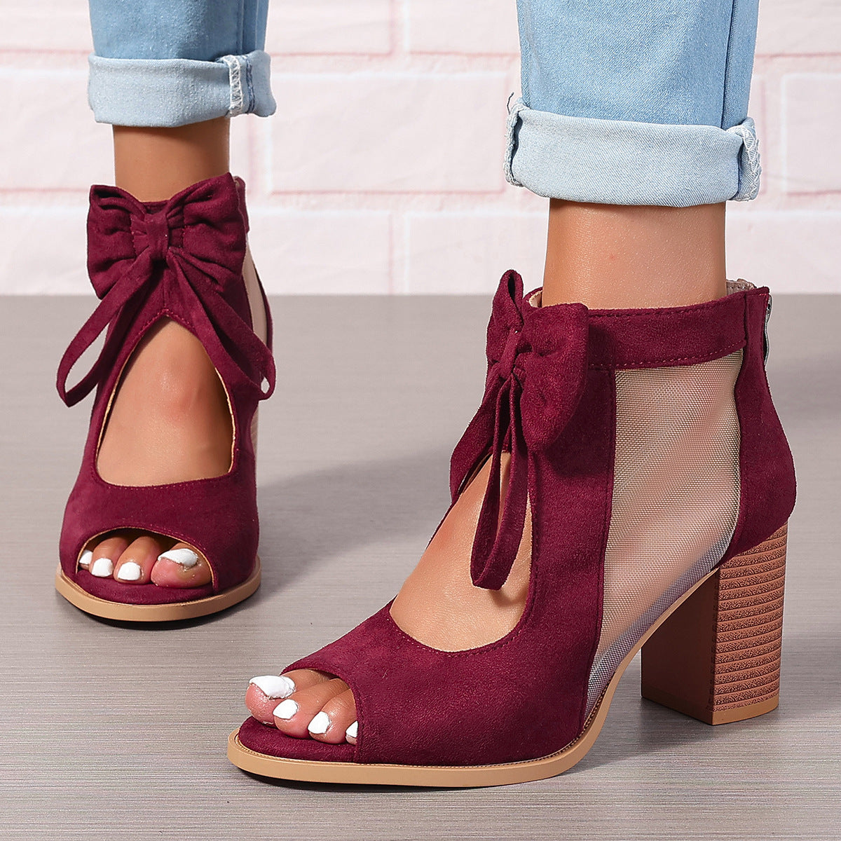 Serena™ | Bow Accent Block Heel Sandals