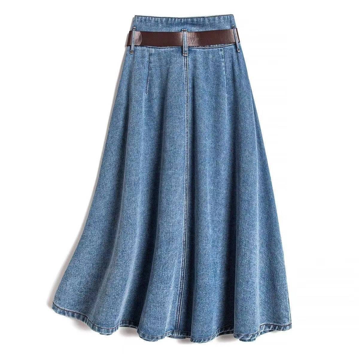 Vivian™ | High-Waist Pleated Denim Skirt - Éala Ardmore