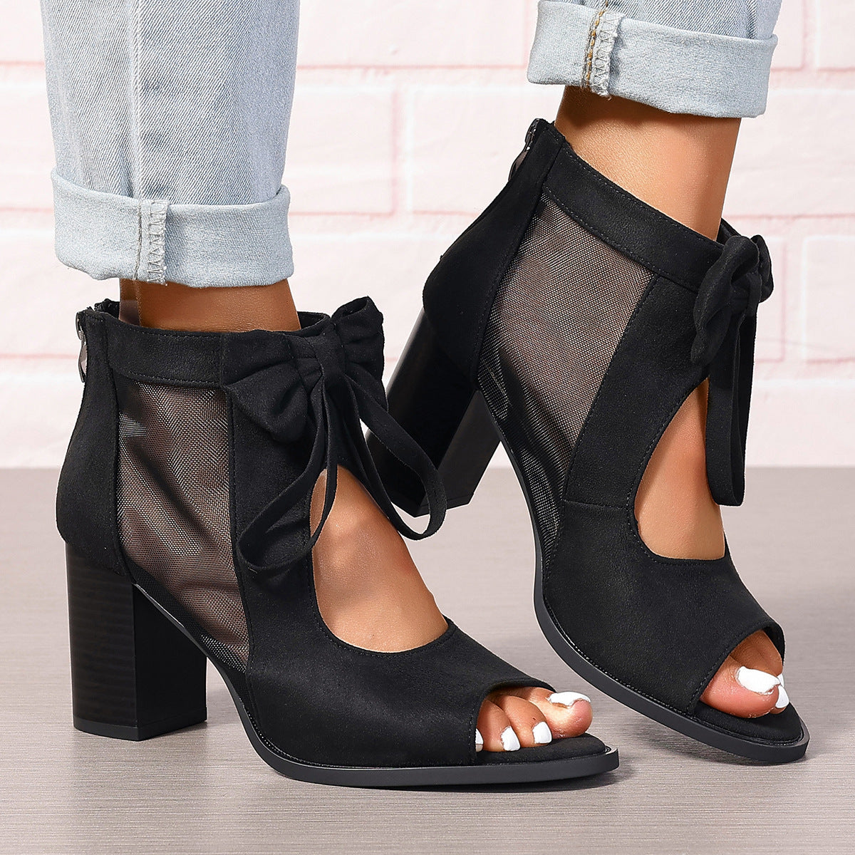 Serena™ | Bow Accent Block Heel Sandals