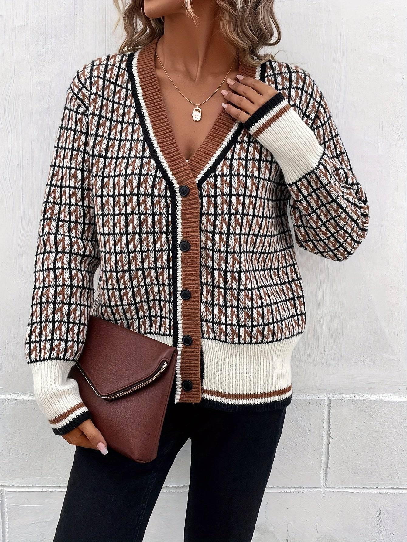 Clara™ | Classic Houndstooth Cardigan - Éala Ardmore