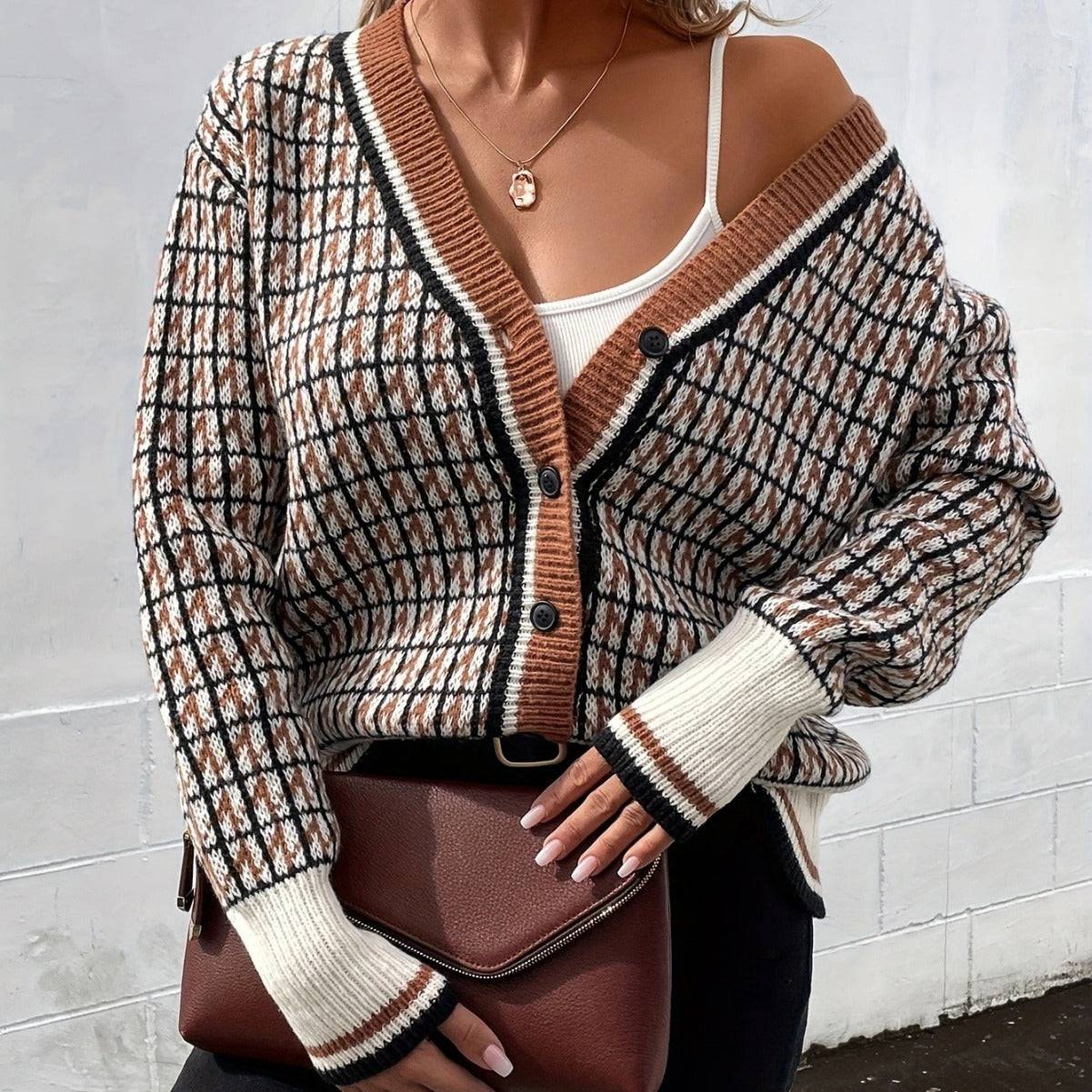 Clara™ | Classic Houndstooth Cardigan - Éala Ardmore