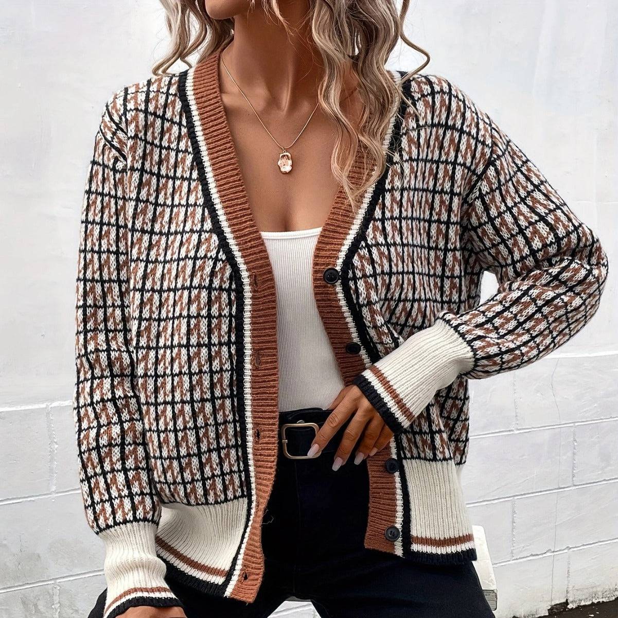 Clara™ | Classic Houndstooth Cardigan - Éala Ardmore