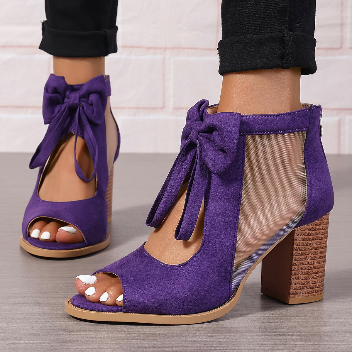 Serena™ | Bow Accent Block Heel Sandals