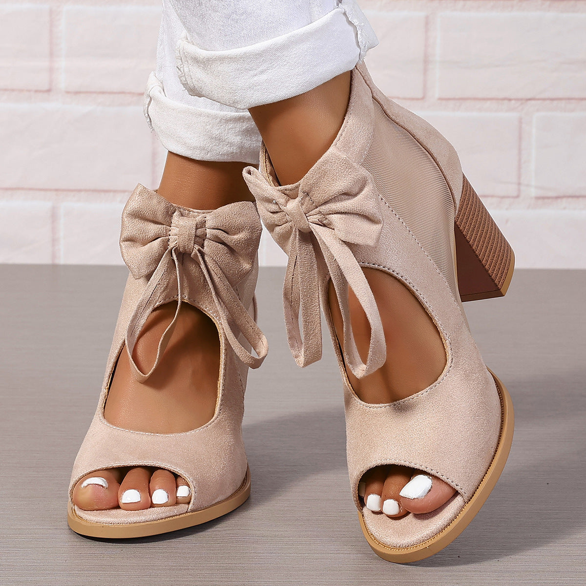 Serena™ | Bow Accent Block Heel Sandals