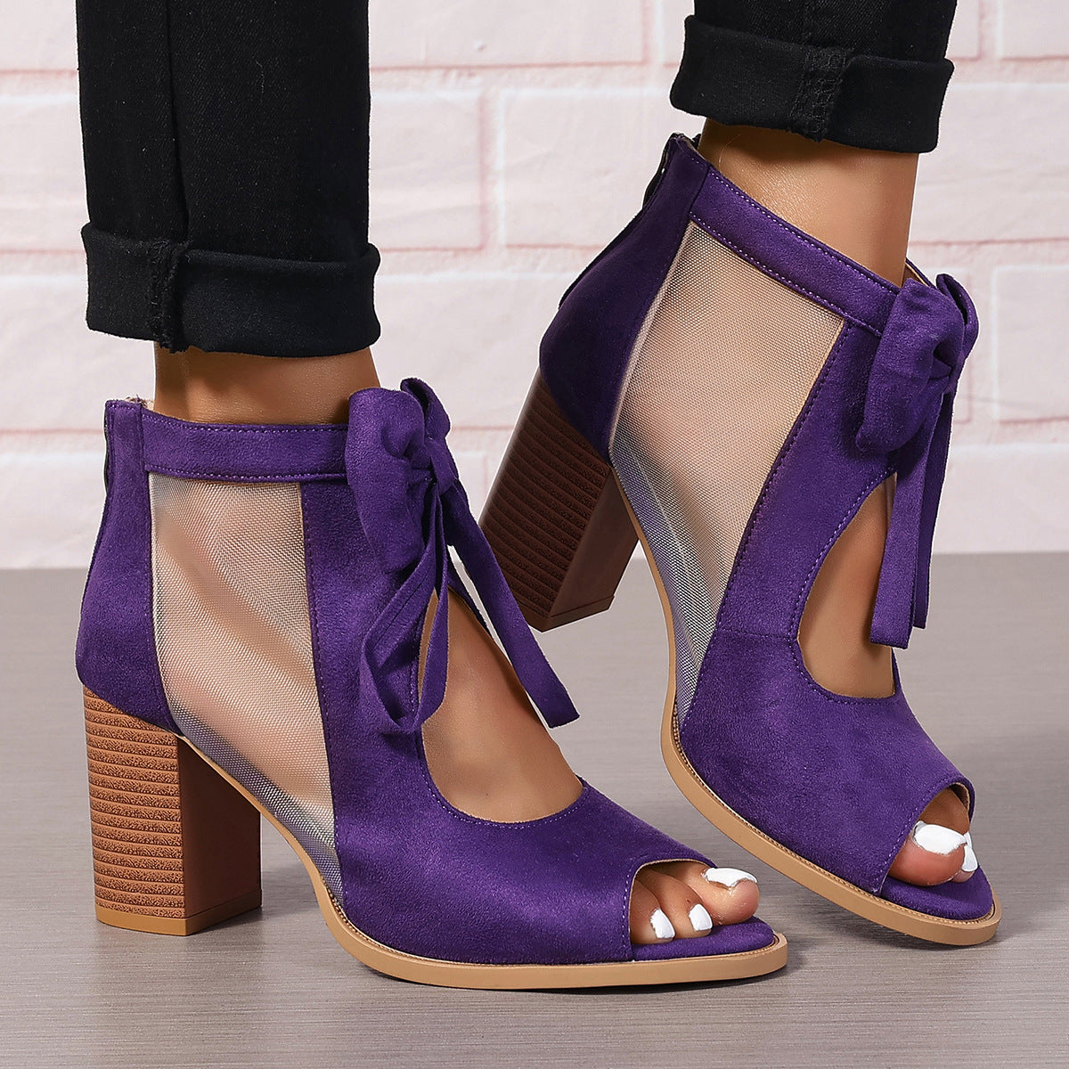 Serena™ | Bow Accent Block Heel Sandals